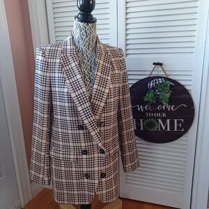 DKNY Womens Below Hips Double Breasted Long Sleeve Boyfriend Jacket Blazer